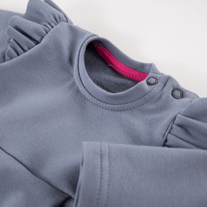 Kinderkleid mit Rüschen, stahlfarben