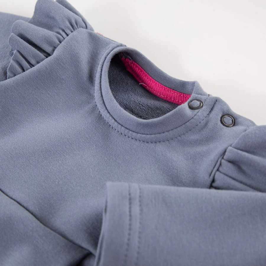 Kinderkleid mit Rüschen, stahlfarben