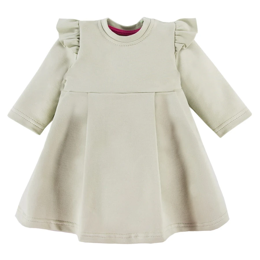 Kleid für Mädchen mit Rüschen in Olivgrün