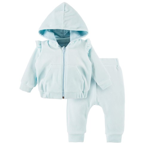Velour tracksuit with frill light turquoise