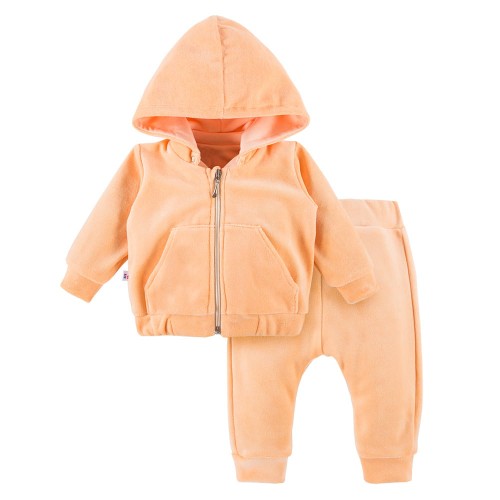 Velour tracksuit with frill pastel orange