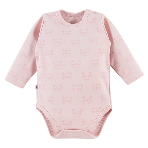 Langärmeliger Babybody mit rosa Bärenmotiv