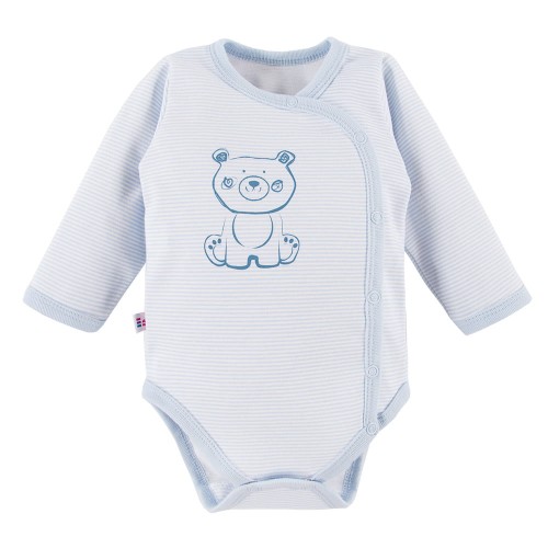Kinderbody mit Knöpfen, blau, mit Bärenmotiv