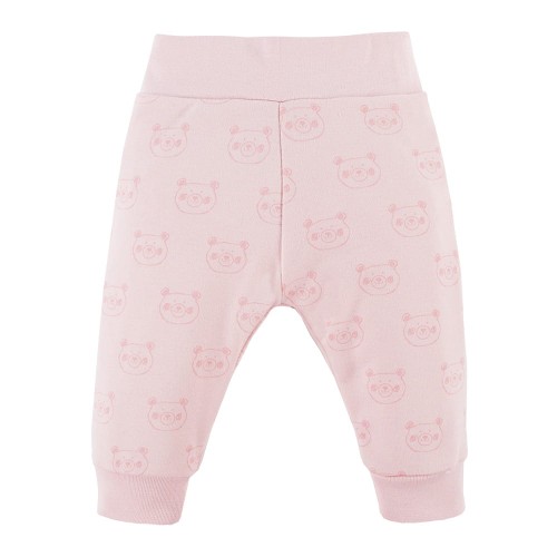 Kinderhose aus Baumwolle mit rosa Bärenmotiv