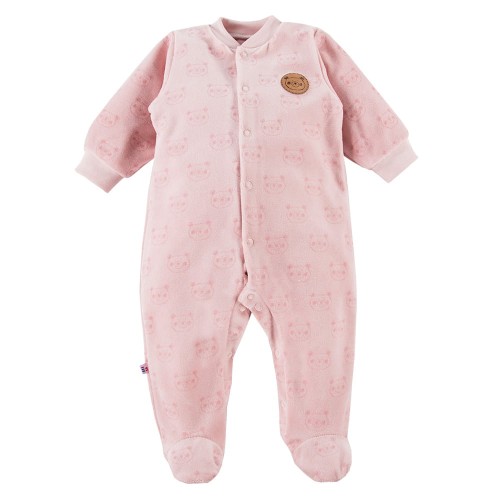 Velvet jumpsuit with bears pink