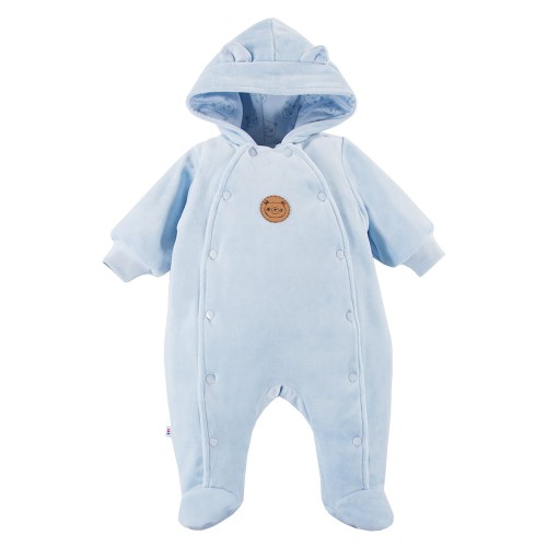 Hooded velvet pramsuit blue