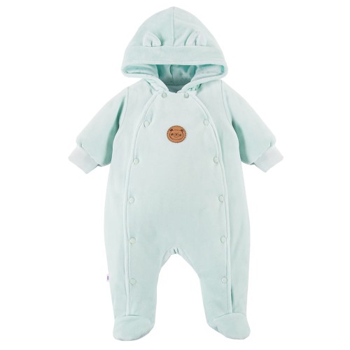 Hooded velvet pramsuit mint