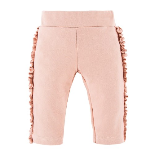 Beigefarbene Kinderleggings mit Rüschen