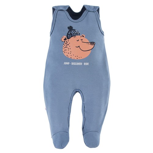 Baby-Schlafstrampler mit blauem Teddybär