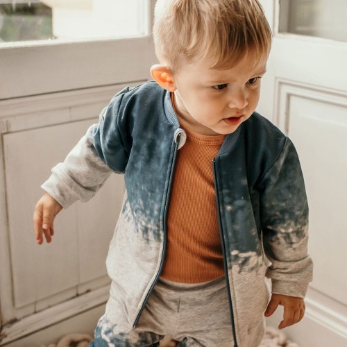 Kinder-Sweatshirt Bomberjacke grau-blau