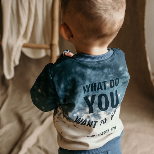 Baumwoll-Bluse in Blau/Ecru mit Ombré-Effekt