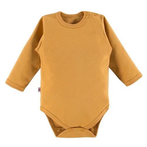 Glatte Baby Bodys in Senffarbe