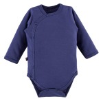 Kinderbody mit Knöpfen, glatt, dunkelblau