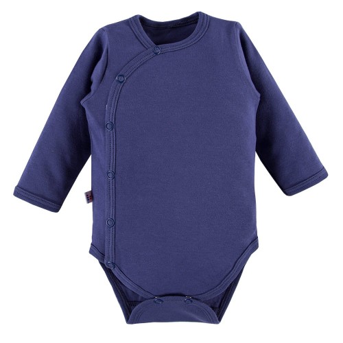 Kinderbody mit Knöpfen, glatt, dunkelblau