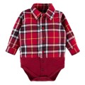 Children's shirt-body with collar in burgundy check