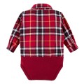 Children's shirt-body with collar in burgundy check