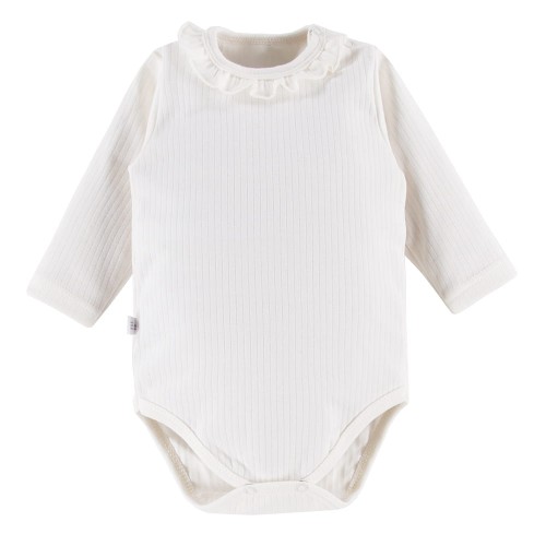 Elegante Babybodys mit Rüschen in Ecru