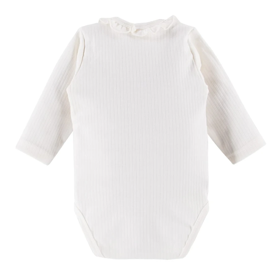 Elegante Babybodys mit Rüschen in Ecru