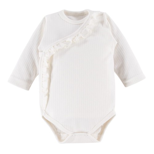 Babybody mit Wickel und Rüschen in Ecru