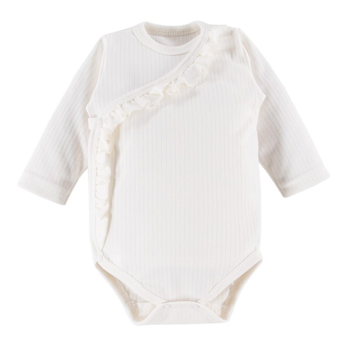 Babybody mit Wickel und Rüschen in Ecru