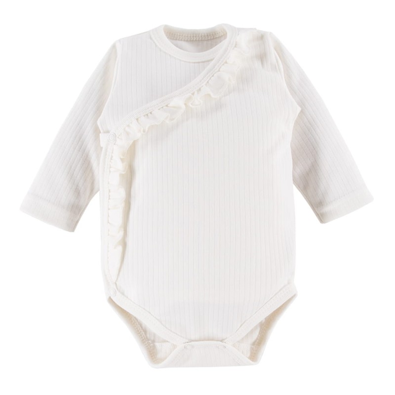Babybody mit Wickel und Rüschen in Ecru