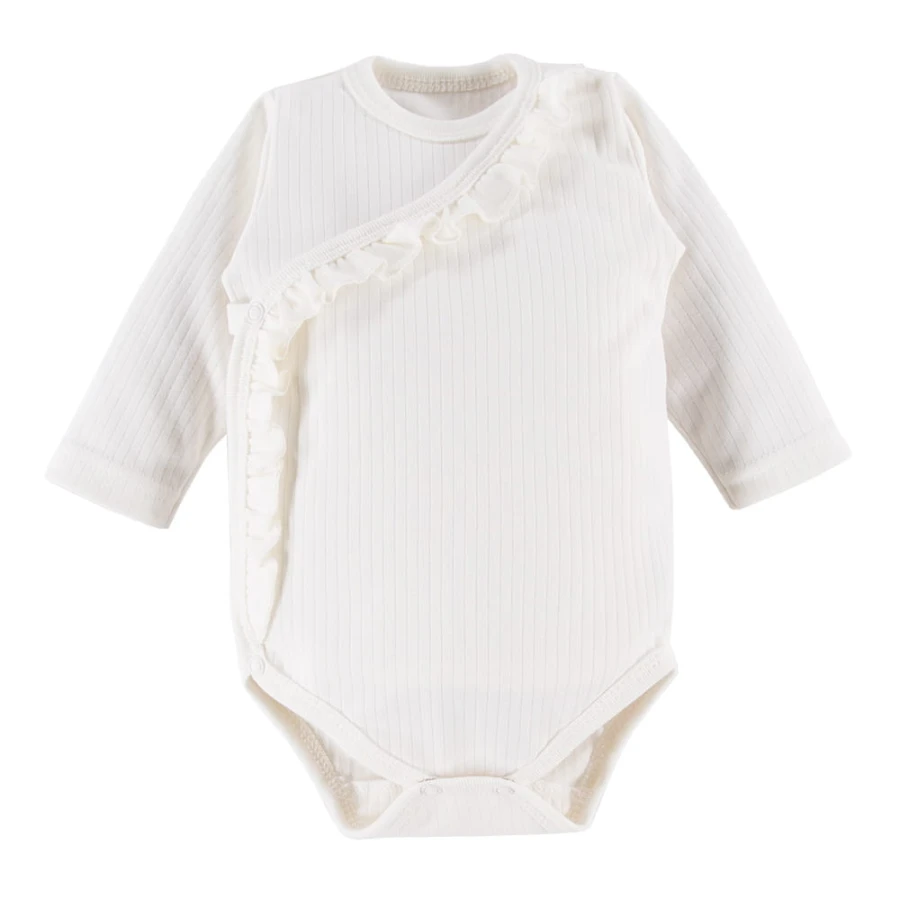 Babybody mit Wickel und Rüschen in Ecru