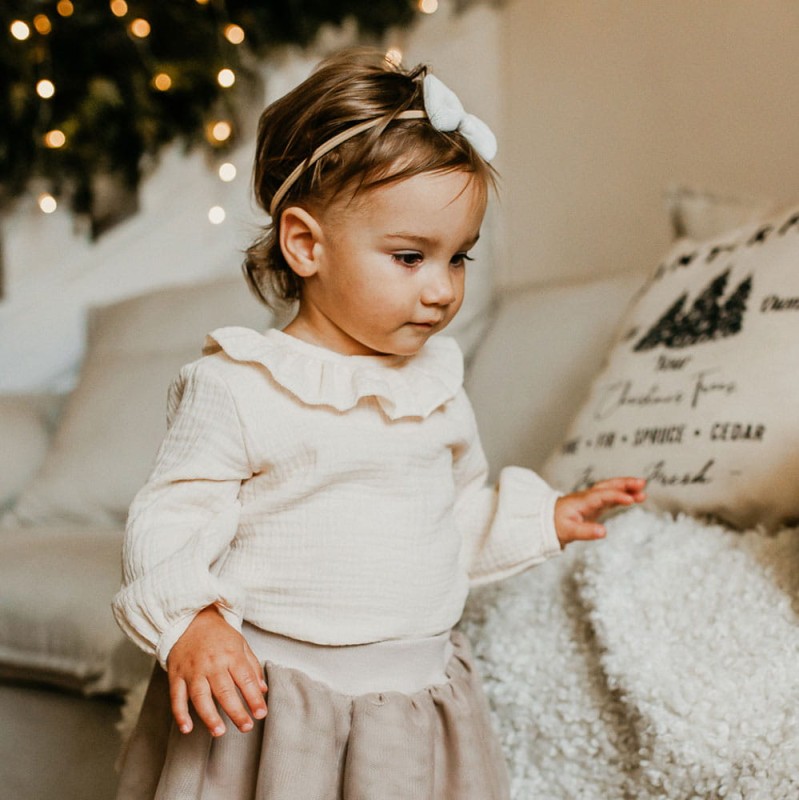 Kinder-Bluse aus Musselin ecru