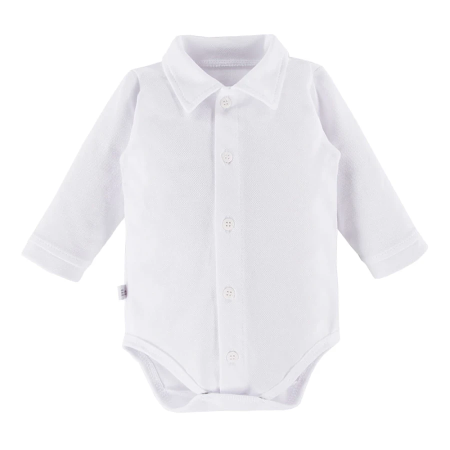 Weißer Baby-Body mit Kragen