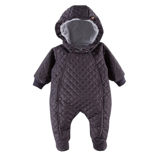 Grauer Steppoverall mit Kapuze