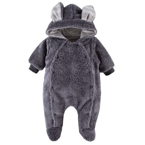 Hooded pramsuit with earwigs dark gray