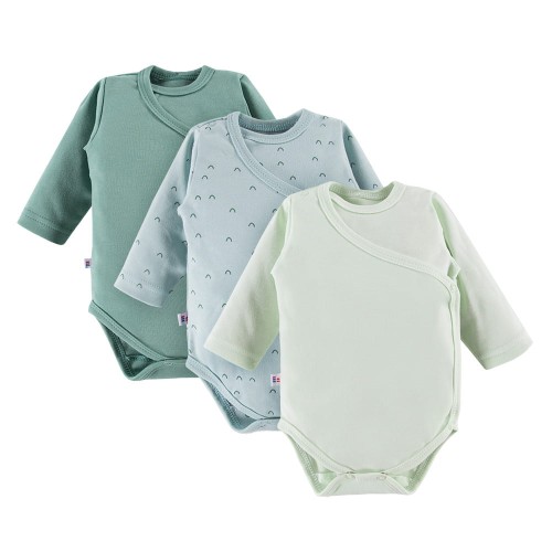 Cardigan bodysuit 3-pack green