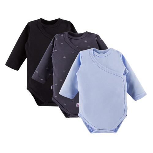 Cardigan bodysuits 3-pack blue
