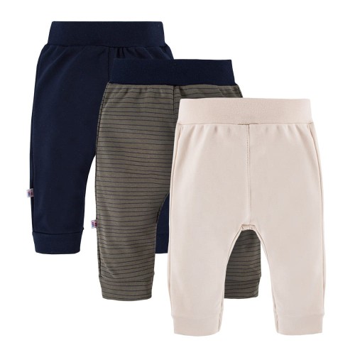 Kinderleggings 3er-Pack in Marineblau, Khaki und Beige
