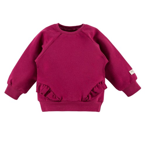 Kinder-Sweatshirt mit Rüschen in Bordeauxrot