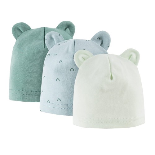 Kinder-Mützen 3er-Pack mit Ohren grün