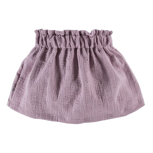 Kinder Rock aus besticktem Musselin in Heidekrautfarbe