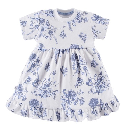 Weißes Kinder-Kleid mit blauen Blumen