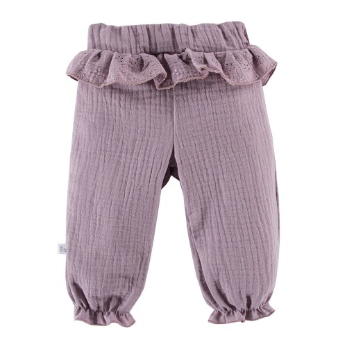 Kinderhose aus Musselin in Heidekrautfarbe