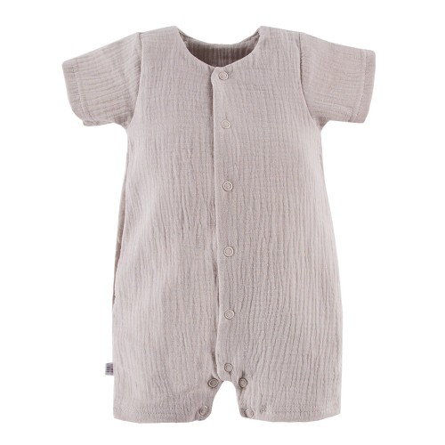 Beigefarbener Musselin-Kurzarmstrampler für Kinder