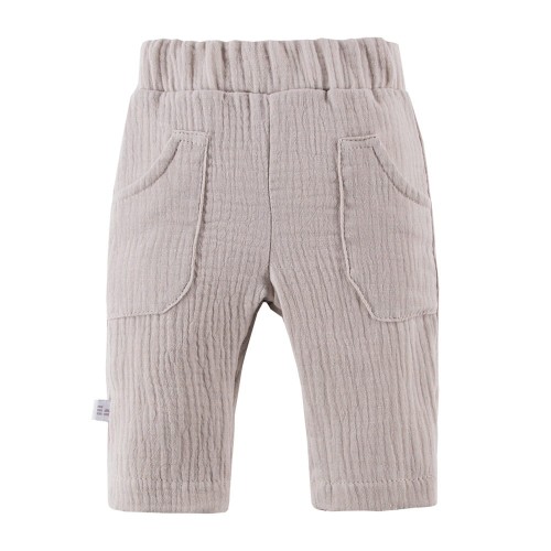 Beigefarbene Musselin-Kinderhose mit Taschen