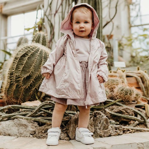 Mädchen-Mantel mit Kapuze in Heidekrautfarbe