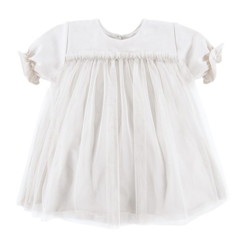 Tulle dress short sleeves white cream