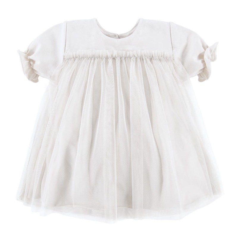 Tulle dress short sleeves white cream