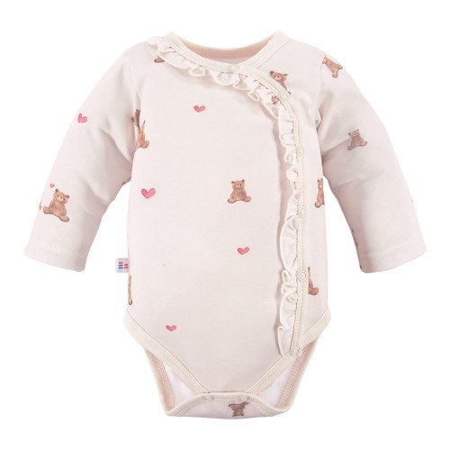 Ecru-Babybodys mit Bären und Herzen