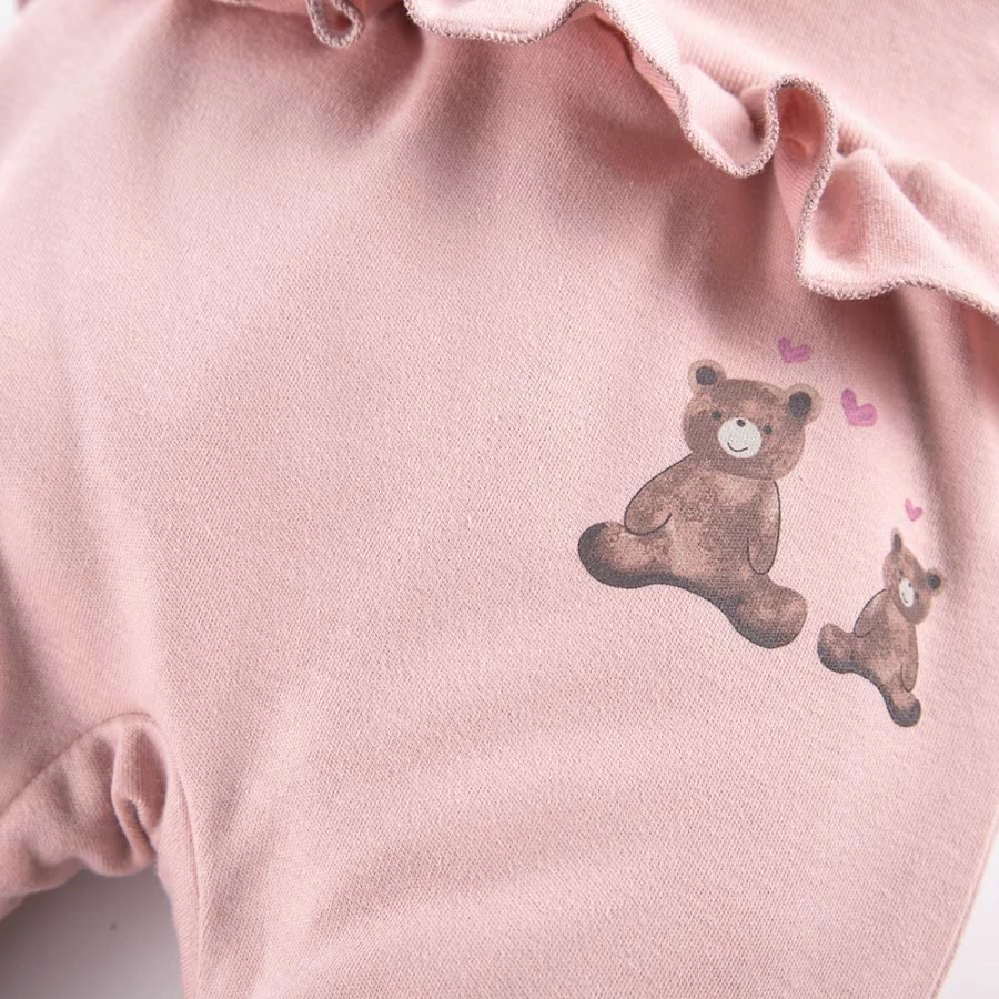 Rosa Baby-Halbstrampler mit Bären