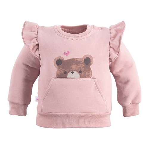 Sweatshirt with frills pink & bear
