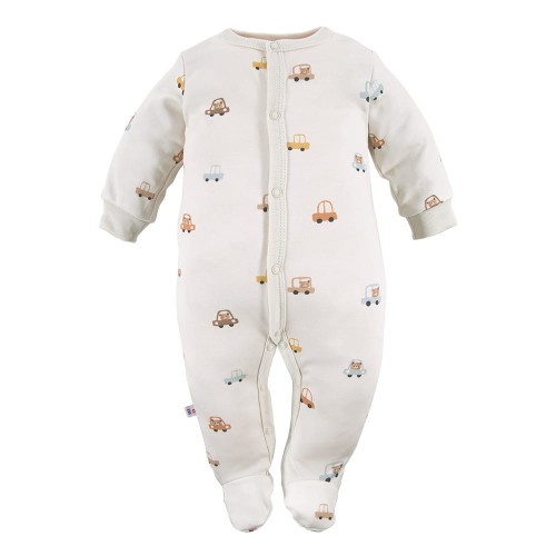 Baby-Strampler in Ecru mit Bärenmotiv