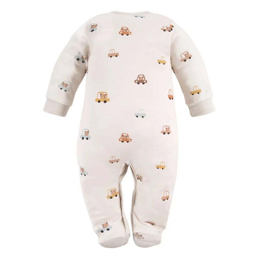 Baby-Strampler in Ecru mit Bärenmotiv