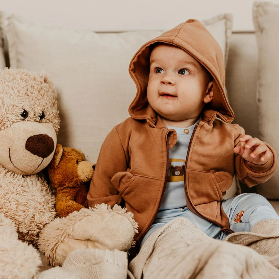 Bluza dla dziecka z kapturem i uszkami miękka bawełna Cars and Bears