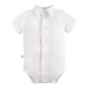 Kinderbody mit Knöpfen, kurze Ärmel, mit Kragen, weiß